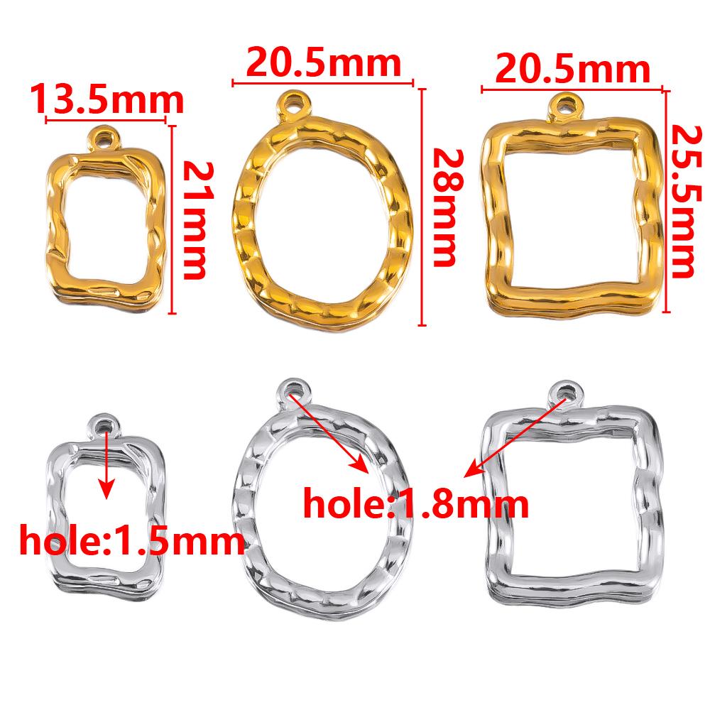 2pcs Geometric Figure Hollow Ring Stainless Steel Charm Pendant Minimalist Style For DIY Necklace Earrings Accessories Materials