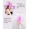 Z&X Women Organza Church Derby Hat Wide Brim Sun Hats for Wedding Tea Party Fascinator Hat, Dual-use