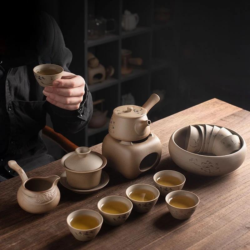 Coarse Pottery Separation Large Capacity Teapot Warmer Set Desktop Heated Candle Wax Holder Household Tearoom Incense Burner