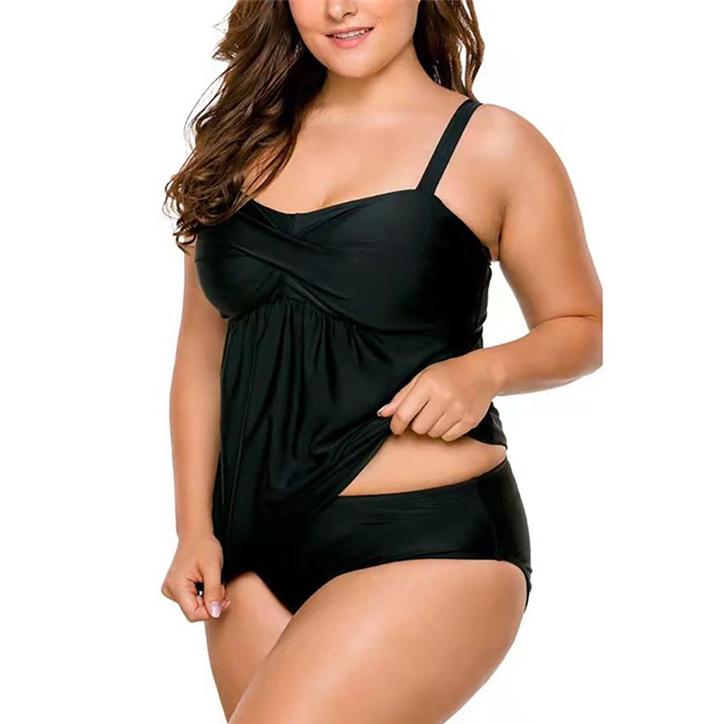 Women's Fashion Sling Solid ColorTwo-piece Boxer Swimsuit Swimsuit