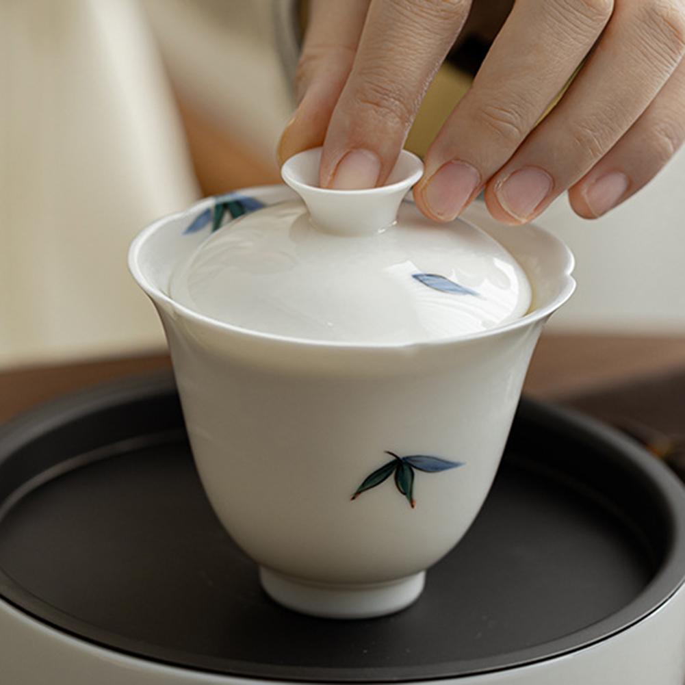 Green-Bamboo Hand-Painted Cup China Bamboo-Style Tea Bowl With Saucer For Household A
