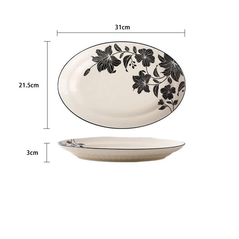 French Style Lily Ceramic Plate Creative Delicious Dishes Deep Plate High End Household Soup Bowl Fish Plate Exquisite Tableware