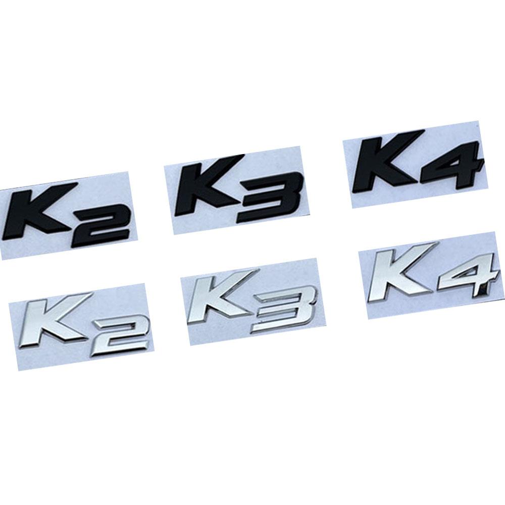 AAAGK1 Car 3D Metal Logo Lettering Badge Sticker Rear Trunk Emblem Silver Gloss Black Auto Decorate Accessories For Kia K2 K3 K4 K5 KX7