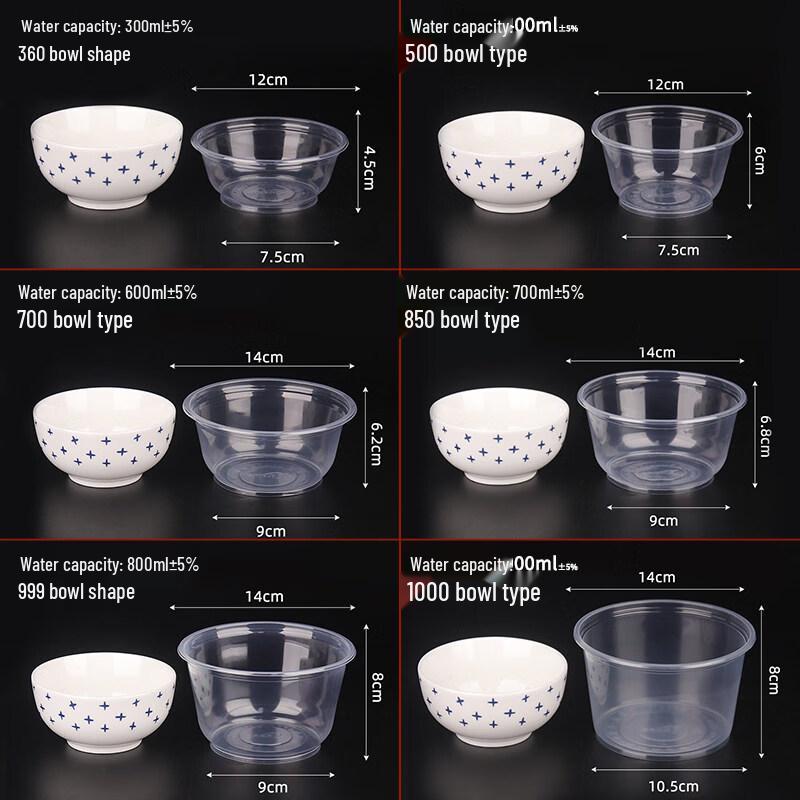 ZISIZ Disposable Round Plastic Bowls