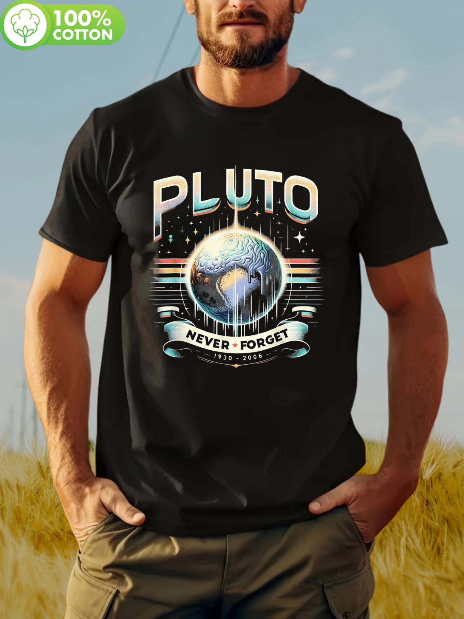 Pluto Never Forget Vintage Space Graphic T-shirt - Soft Cotton XXL