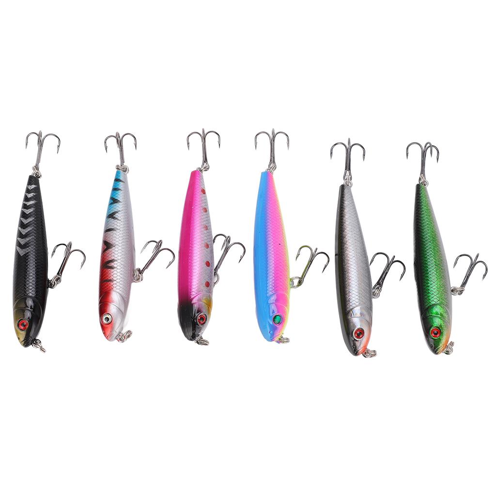 6pcs 9.5g 8cm Artificial Fishing Bait Set Wobbler Floating Bass Trolling Pencil Lure