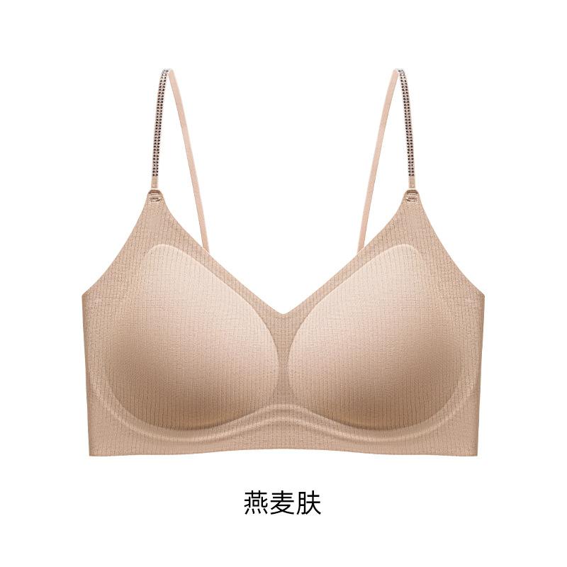 

Autumn and winter new diamond thin shoulder strap soft support beautiful back comfortable pull no steel ring bra M size=32abc/34ab weight 45-52.5kg