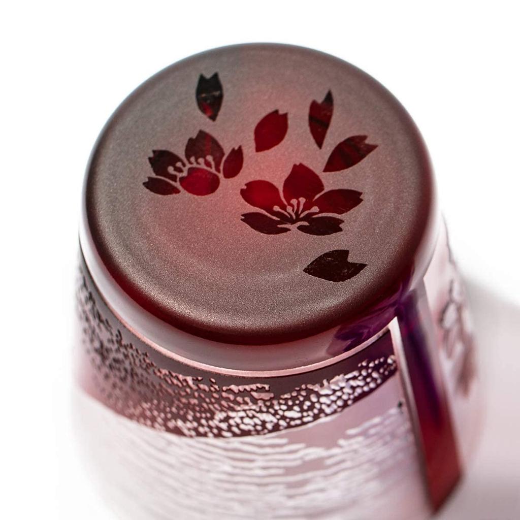 [Official Taiburo Studio] Edo Glass Red Mt. Fuji and Cherry Blossoms Free Cup (Red) TB022-204R Gift Boxed, Made in Japan
