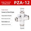 Pneumatic PU Quick Connect Three-Way Straight and Reducing Air Hose Adapter 4/6/8/10/12mm