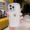 For iPhone 14 Pro Max Luxury Magsafe Magnetic Candy Wavy Lines Phone Case iPhone 15 11 12 13 14Plus Soft Frame Protective Cover