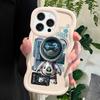 Astronaut Pattern Phone Cover for iPhone 11 12 13 14 15 Pro Max 6 6S 7 8 Plus Xs Wave Edge Shockproof Protective Rubber Case