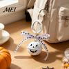 Hanging Bell Keychain Halloween Pumpkin Keychain, Hollow Head Key Ring Decorative with Ribbon Bow, Backpacks Charm for Holiday Party Decoration