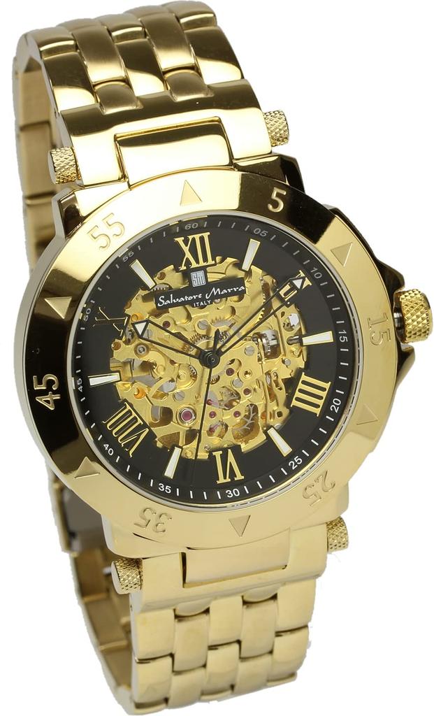 Salvatore Marra Men's Automatic Skeleton Watch, Gold, Business/Formal, SM19111SS-GDBK