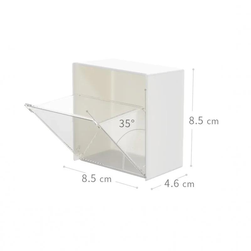 1/2pcs Wall Mounted Storage Boxes Dustproof Bathroom Organizer for Cotton Swabs Makeup Self-Adhesive Small Jewelry Holder Box