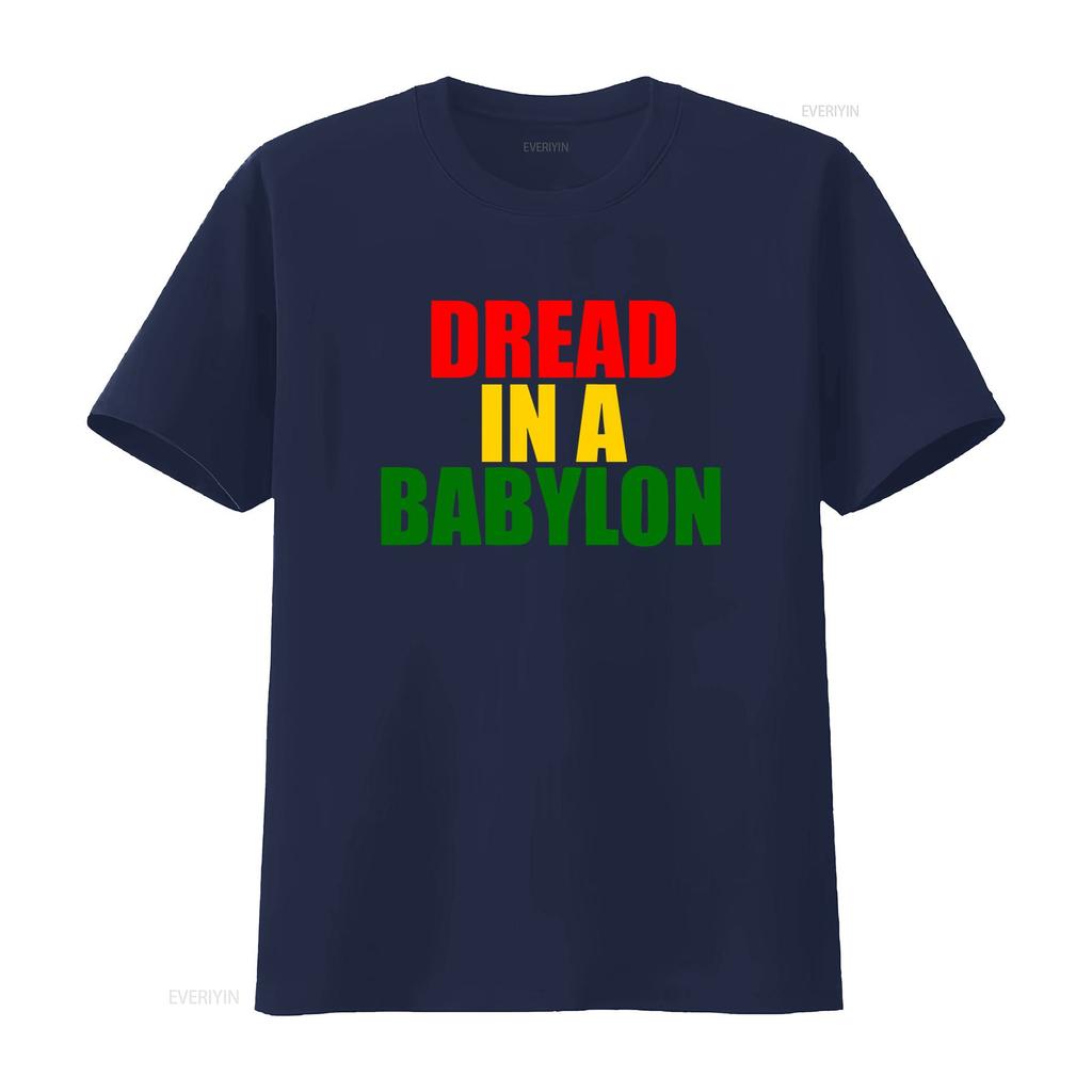 DREAD IN A BABYLON T SHIRT All Sizes Colors Reggae Dub U Jah Rasta Design vintage Washed fashion streetwear Breathable