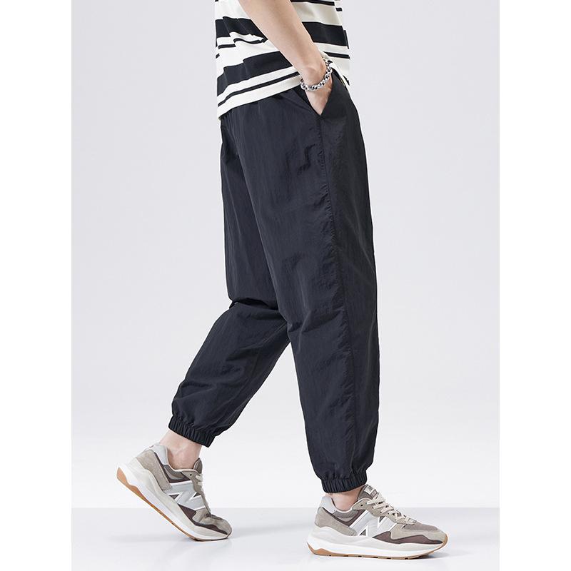 Mingge | Summer New, Ice Silk Pants Men's Tooling Charge Pants Loose Casual Tie Casual Pants
