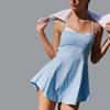 Womens High-Elastic Quick-Dry Yoga Jumpsuit With Built-in Bra Pad Color-Block Backless Sport Dress Running Gym Tennis