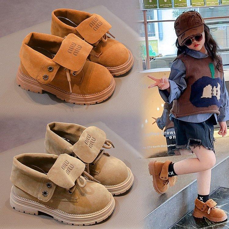 Small Yellow Boots Children's Martin Boots Girls Fashion Short Boots 2025 Autumn and Winter British Style Older Children's Boots Boys Leather Boots