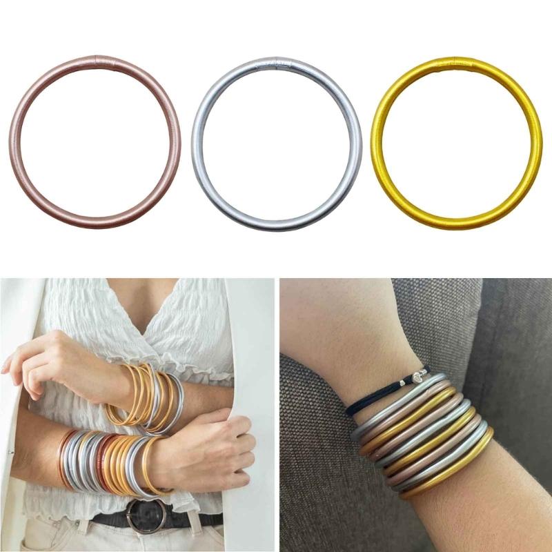 Gold Foil Filled Bracelet Cute Silicone Wristbands Suitable for Ladies Girls Birthday Mother's Day Bride Wedding Party