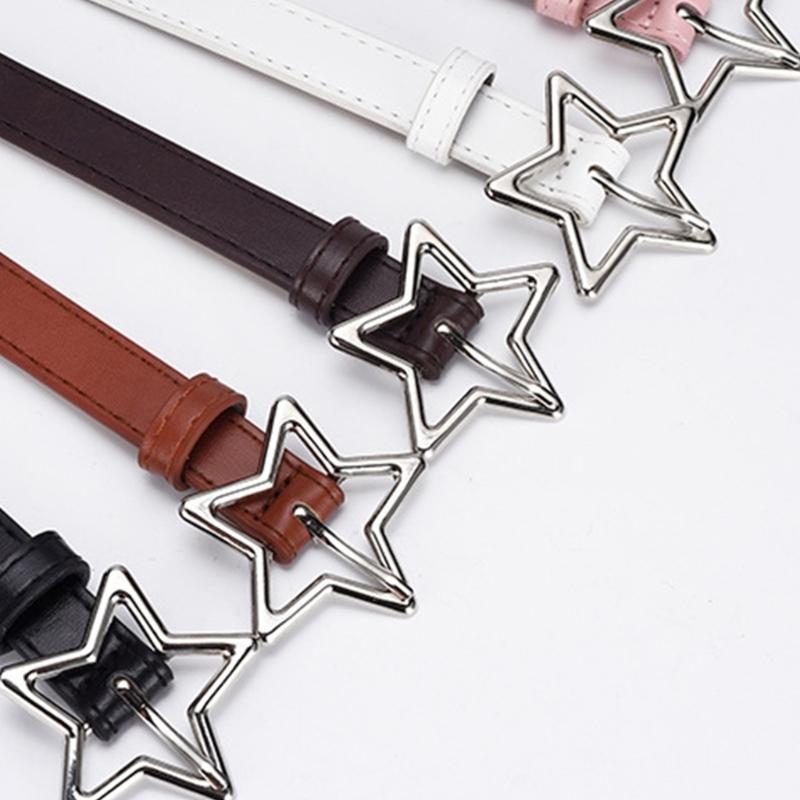 Temperament Women Jeans Waist Belts with Alloy Star Buckle Ladies Waistband