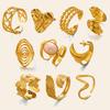 Stainless Steel Geometric Open Ring for Women Delicate Irregular Leaf Heart Wing Spiral Ring Casual Retro Versatile Jewelry Gift