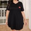 GMXIA Large Size Pajamas Women's Spring and Summer Short-sleeved Nightgown Loose Homewear