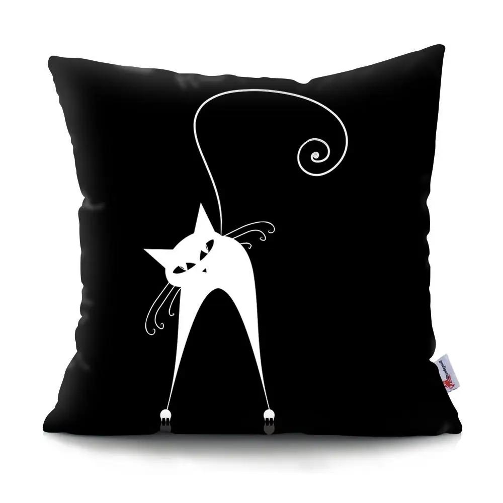 Black Cat Cushion Cover Pet  Sofa Bedroom Decoration Pillowcase Pattern   Case