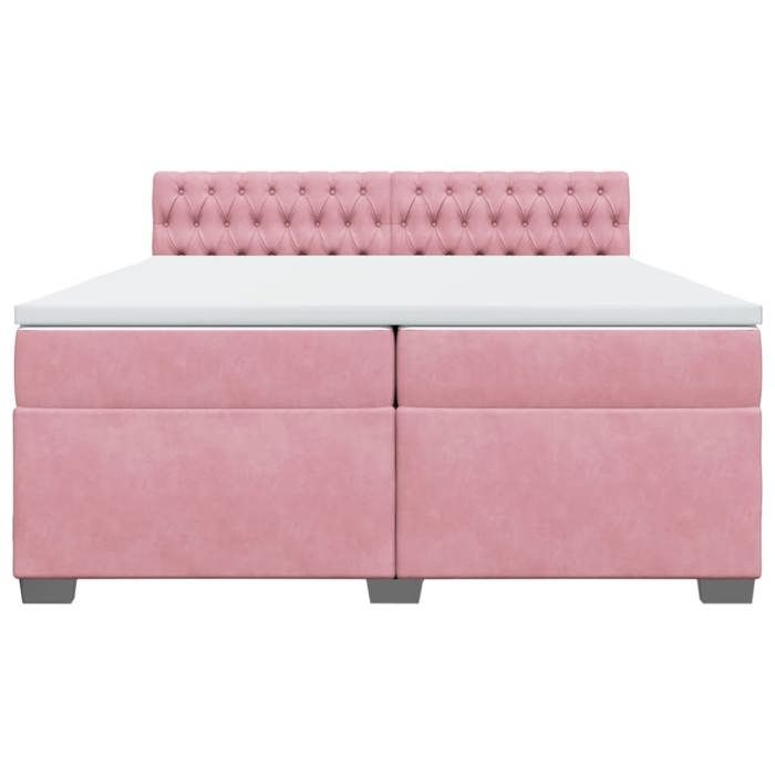 Cadre de lit avec matelas - Maison Exclusive - 200x200 cm - Velours rose - Tête de lit réglable