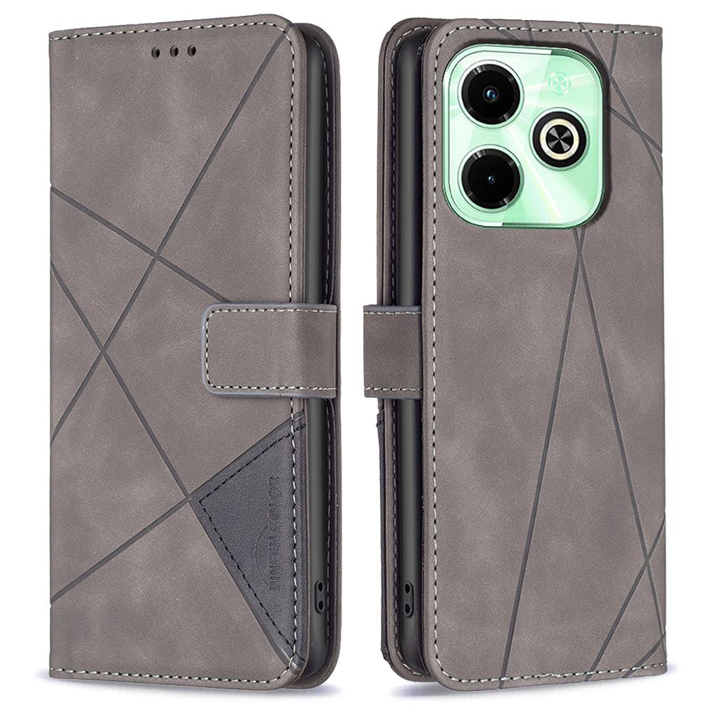 For Infinix Hot 40/Hot 40 Pro Phone Cases Wallet Stand Geometry Imprint Leather Cover