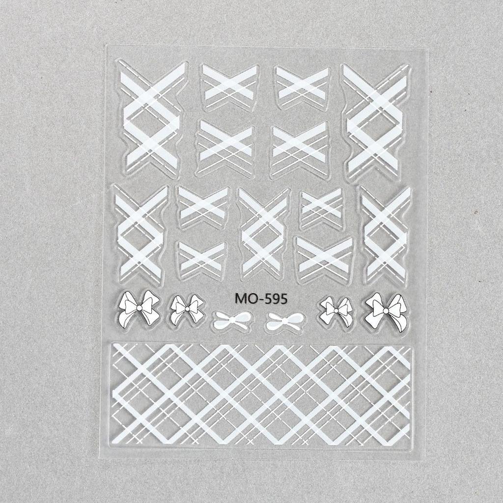 Celebrity Sweetheart Plaid Nail Stickers: Red, Pink, Black Bow for a Luxurious Feel