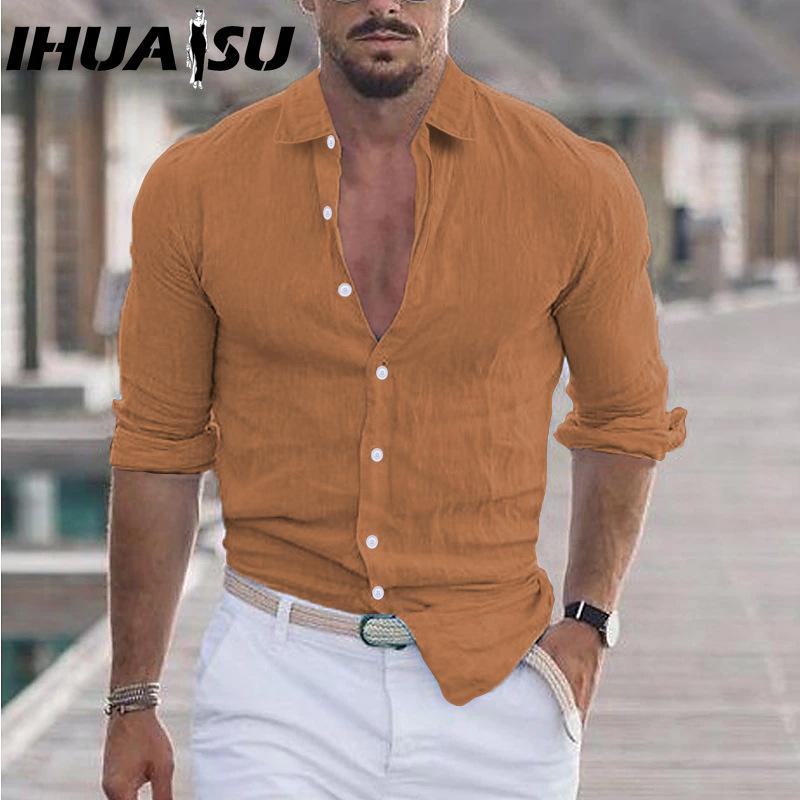 IHUASU Baumwolle Langarm T-Shirt Herrenmode Lockeres Shirt Bedrucktes Mitfühlendes Shirt