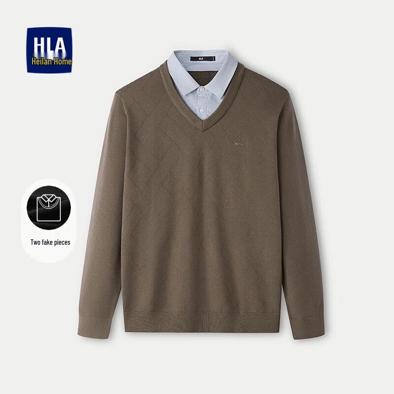 

HLA Men s Slim Fit Fake Two-Piece Long-Sleeved Knit Sweater XL