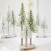 Mini Christmas Tree Artificial Bottle Brush Tree With Wooden Base Small Snow