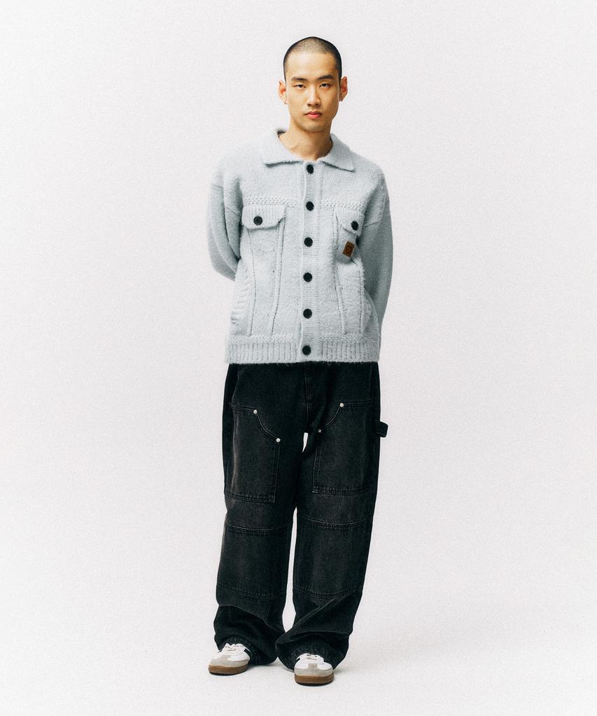 Physical Department Apple Label Knit Trucker Jacket_Black