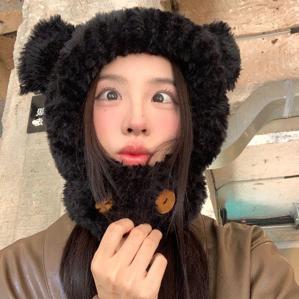Winter Cap Bear Ears Hat Ear Protection Hat Fluffy Hat Personality Winter Beanie  Children