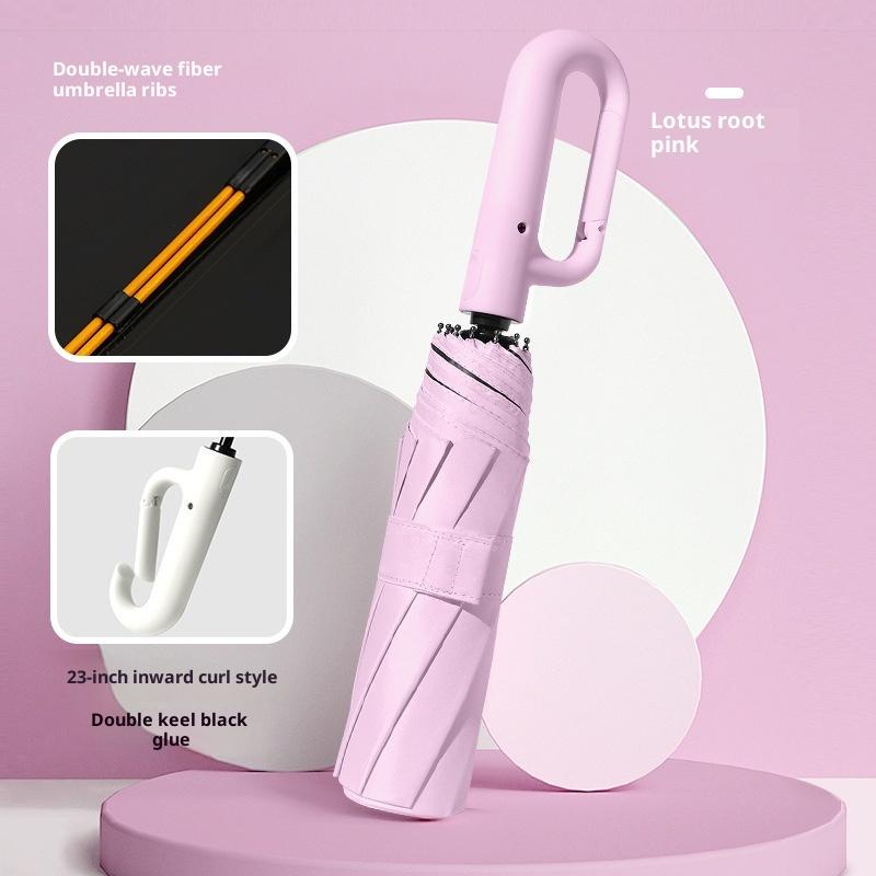 Ring-Schnallen-Design Automatischer Regenschirm für Männer Frauen Faltbar 105 cm Groß Stark Sonnenschirm UV-Schutz Regenschirm