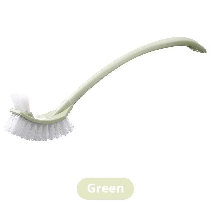 Multi-function Double Head Clean Toilet Brush Soft Hair Plastic Curved Brush Bathroom Cleaning Long Handle Corner Brush