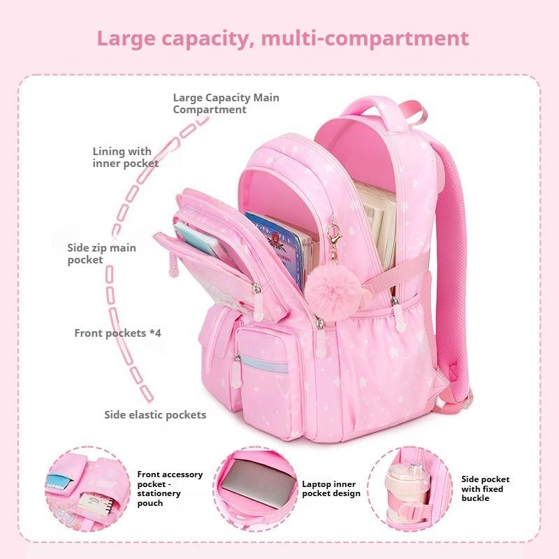 Kids Rucksack Primary Schoolbag Girls Cute Backpack Large Light School Bag Sequined Print Kawaii Backpack Waterproof Book Bag