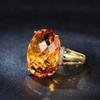 New In Classic Six Claw Inlay Shining Luxury Yellow Crystal Rings for Women Vintage Engagement Elegant Jewelry Gift