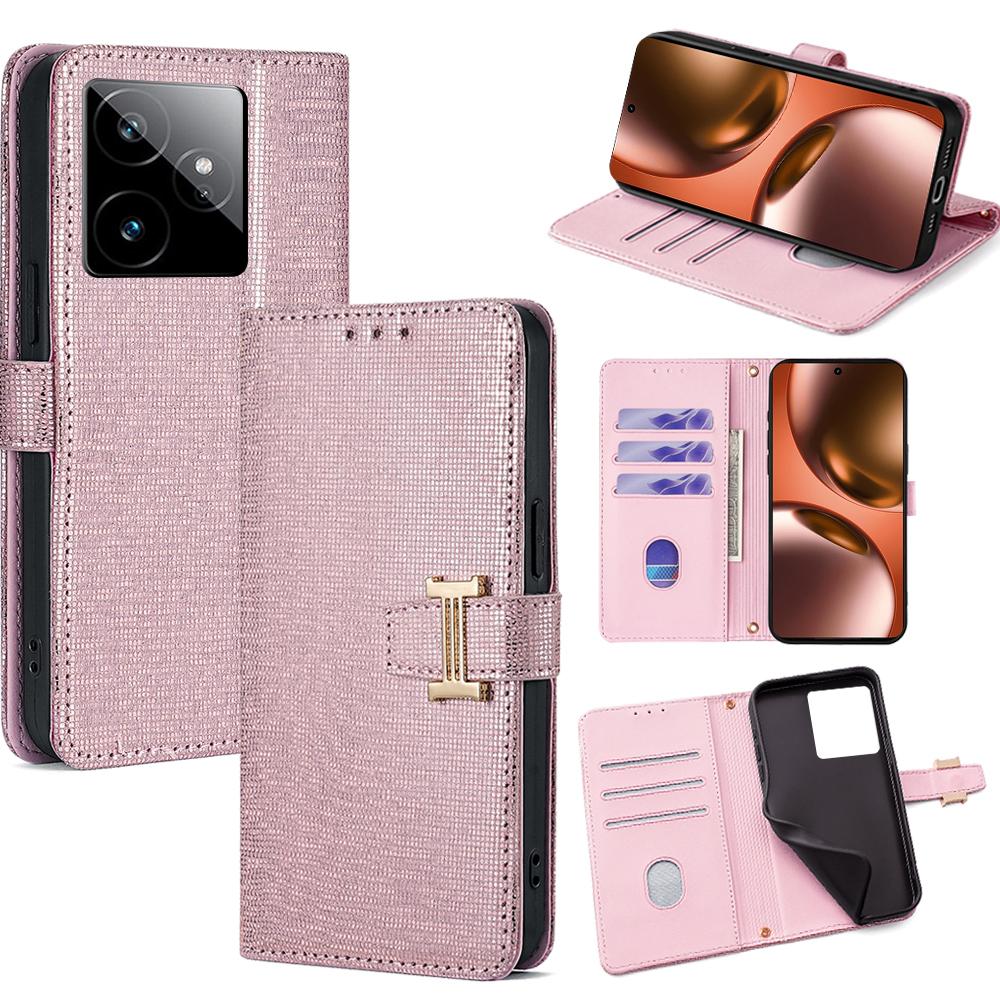 For Realme GT 7 5G Case Metal I-Buckle PU Leather Wallet Phone Cover
