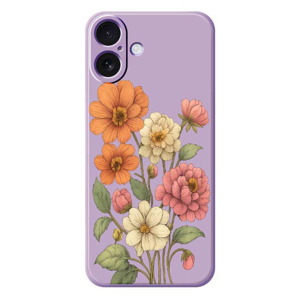 For iPhone 17 Case Beautiful Flowers Pattern Printing Straight Edge TPU Phone Back Cover
