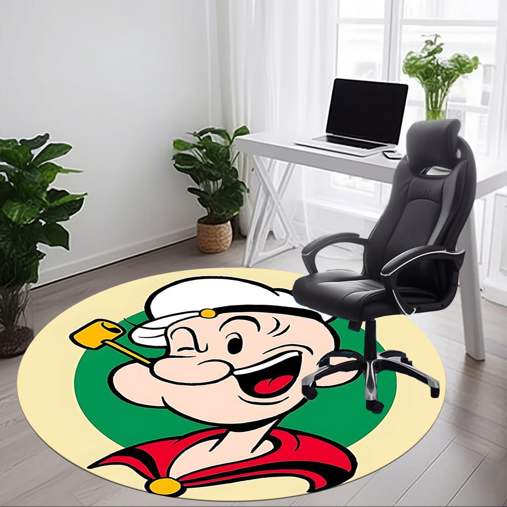 1pc Popeye Sailor Office Round Area Rug, Under Office Chairs Bedroom Living Room Home Decor, Room Deco