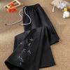 Trendy Summer Bamboo Embroidered Wide-Leg Trousers