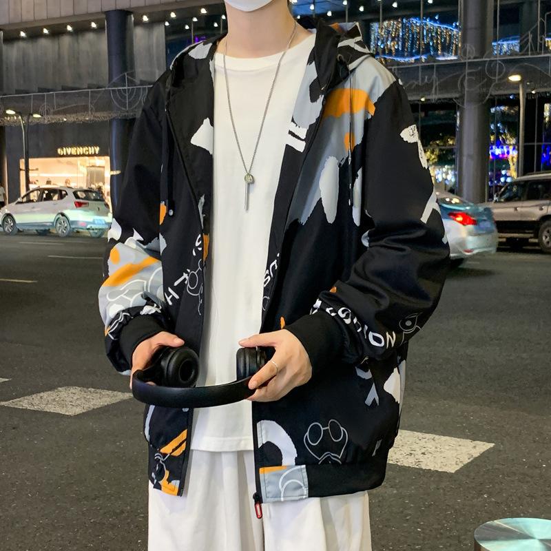 

Куртка мужская ветровка весенне-осенняя модная куртка мужские повседневные куртки с капюшоном мужская куртка пальто тонкое мужское пальто верхняя одежда S чёрный