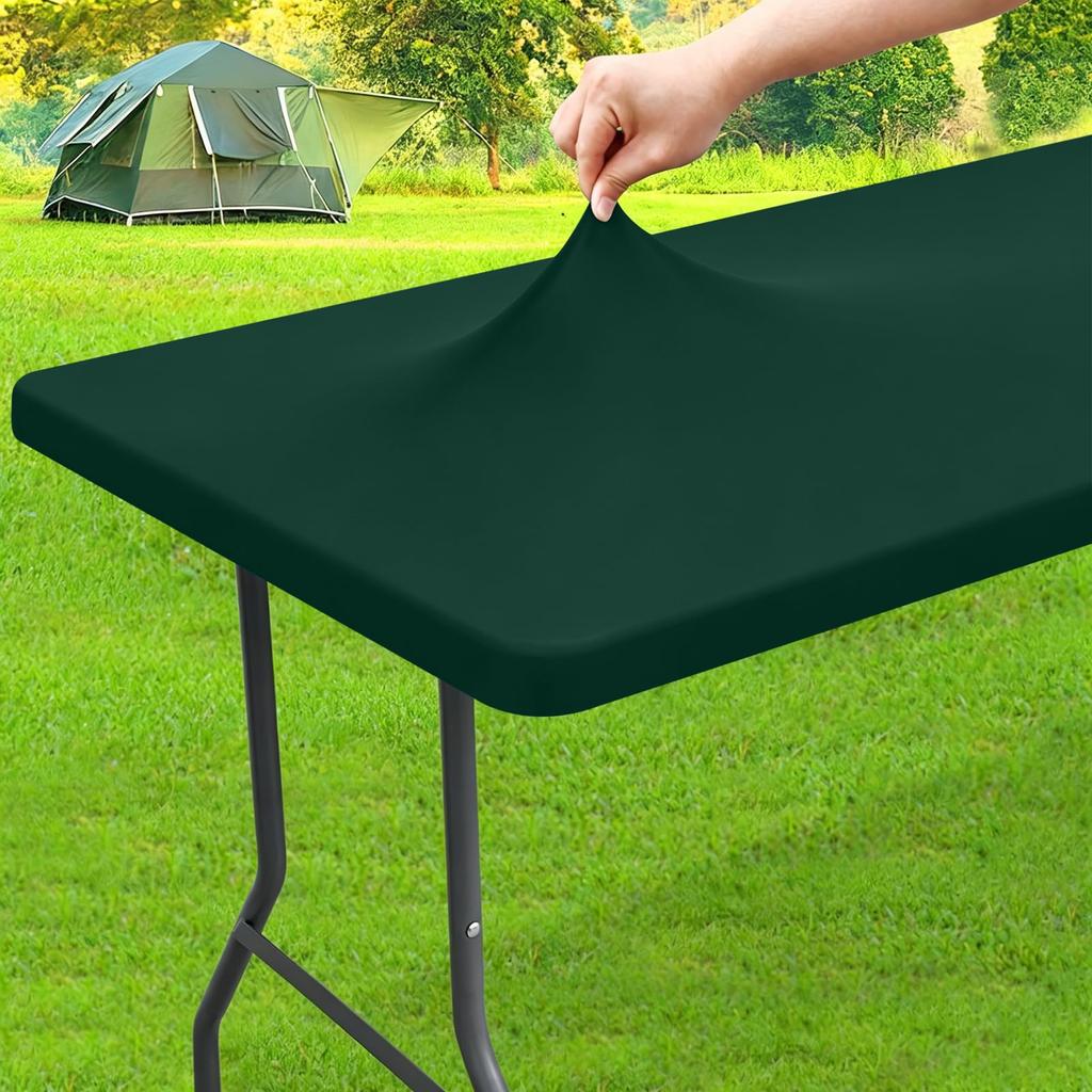 Fitted Tablecloth Rectangle Tablecloths, Elastic Stretch Folding Table Top Cover Reusable for Outdoor Picnic Camping Party Event