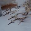 Goth Personality Sliver Color Stainless Steel Bowknot Cross Hollowed-out Awn Star Tassel Dangle Earrings for Women Punk Jewelry