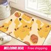 Cute Pikachu Croissant Print Soft Non-slip Absorbent Indoor Home Bathroom Kitchen Entrance Floor Rug Doormat Mat