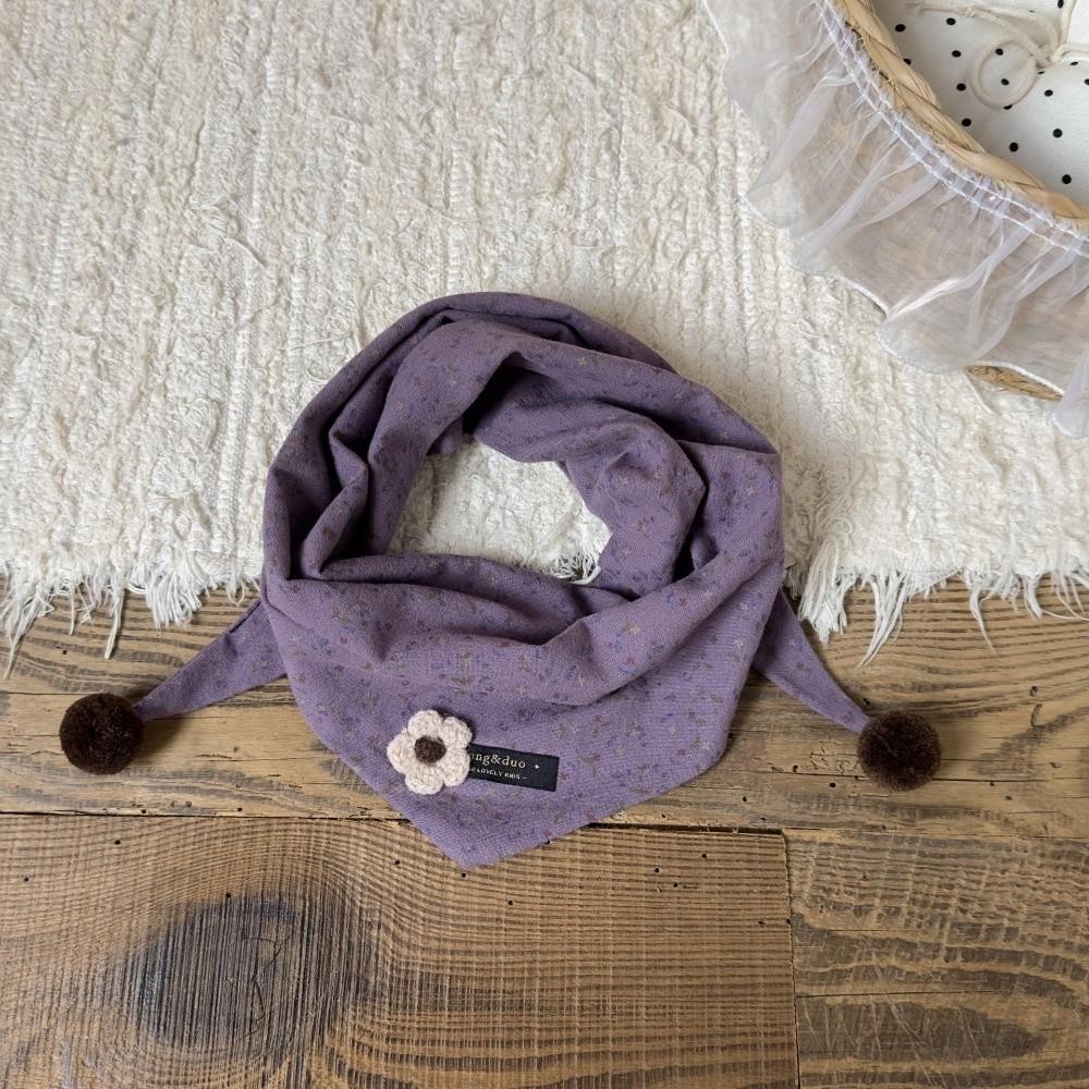 Soft Skin-Friendly Neck Warmer Double Pom Pom Neckscarf Adorable Kid Triangle Scarf Daily