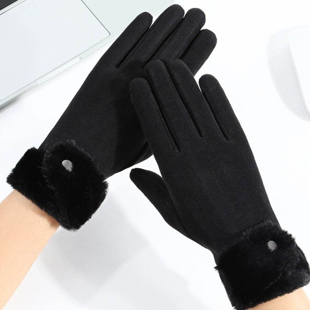 Velvet Winter Gloves Windproof Women Mittens All-Match Plush Gloves  Outdoor