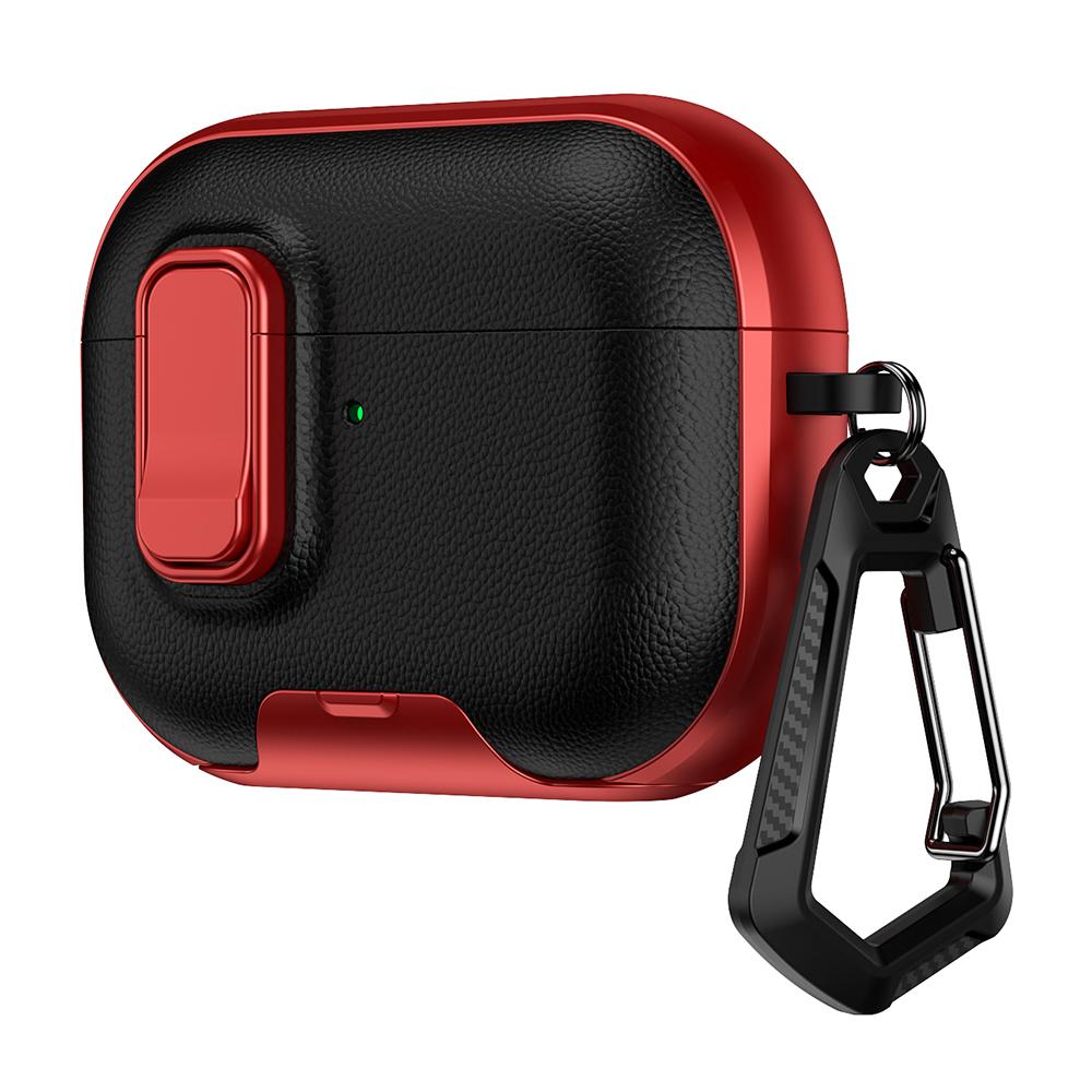 For AirPods Pro 3 Case with Stand Dual Color Texture TPU + PC Earphone Cover with Lock Buckle and Carabiner